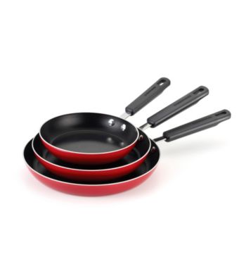Farberare® Aluminum Nonstick 3-pc. Red Open Shallow Skillet Set with Stainless Steel Handles