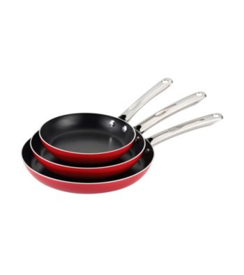 Farberware® Aluminum Nonstick 3-pc. Red Open Shallow Skillet Set