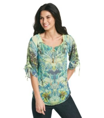Oneworld® Tie-up Sheer Blouse