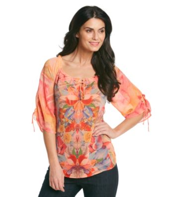 Oneworld® Tie-up Sheer Blouse