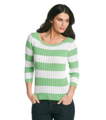 Jeanne Pierre® Striped Cable Sweater