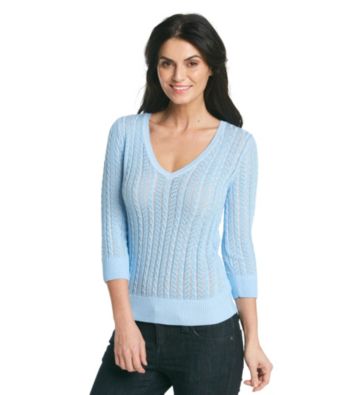 Jeanne Pierre® Cable V-Neck Sweater