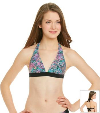 Mambo® Juniors' Swim Palm Print Halter Top