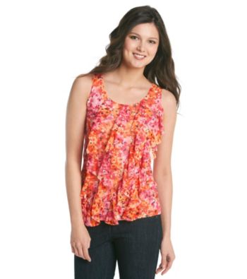 Relativity® Career Petite's Vertical Tiers Mesh Tank