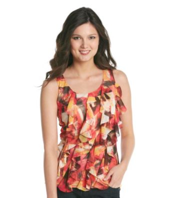 Relativity® Career Petite's Vertical Tiers Mesh Tank