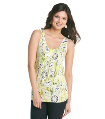Relativity® Career Pleatneck Printed Tank Top