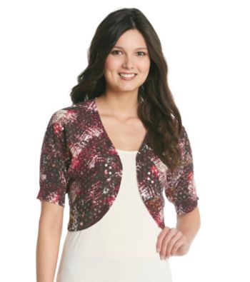 Relativity® Career Dolman Sequin-Front Shrug
