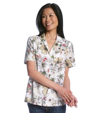 Cathy Daniels® Button-Front Printed Camp Shirt