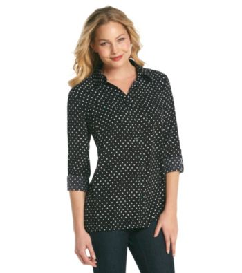 Notations® Rolled Sleeve Dot Printed Shirt