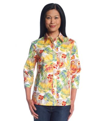 Breckenridge Petites' Tropical Print Jaquard Shirt