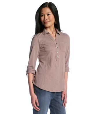 Studio Works Roll Tab Sleeve Y-Neck Henley