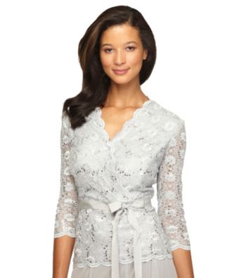 Alex Evenings Lace Faux Wrap Blouse