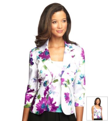 Alex Evenings Printed Notch Collar Twinset