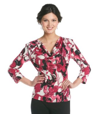 MSK Drapeneck Floral Printed Top