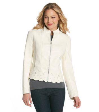Gallery Zipfront Faux Leather With Laser Cut And Scalloped Bottom