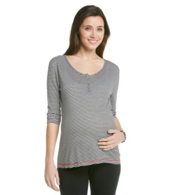 Three Seasons Maternity® Striped Henley Top
