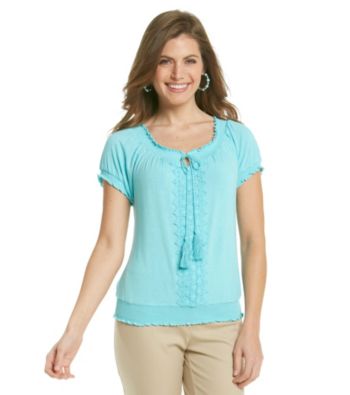 Oneworld® Petites' Peasant Top
