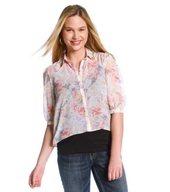 Eyeshadow® Juniors' Plus Size Equipment Shirt With Studded Collar