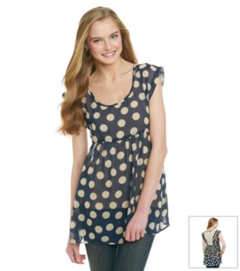 Eyeshadow® Juniors' Polka Dot Crochet-Back Chiffon Babydoll