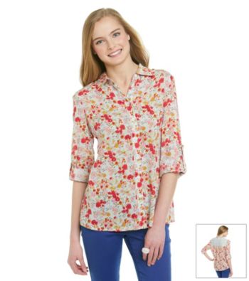 Belle du Jour Juniors' Floral Lace-Back Shirt