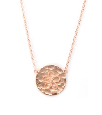 Cellini Rose Gold Over Sterling Hammered Disc Flower Pendant