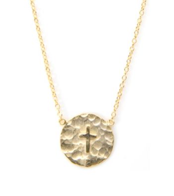 Cellini Hammered Disc Cross Pendant