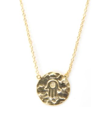 Cellini Gold Over Sterling Hammered Disc Hand Of Hamsa Pendant