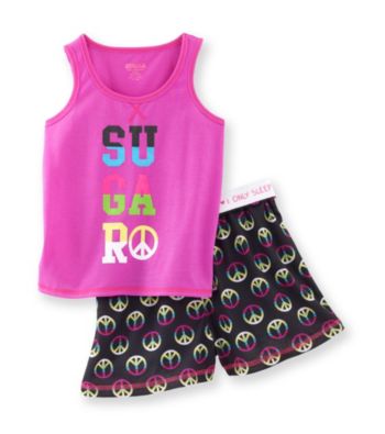 Sugar Sweet Girls' 5-16 Purple/Black Peace Pajama Set