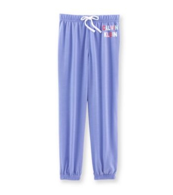 Calvin Klein Girls' 5-16 Purple Logo Print Pajama Pants