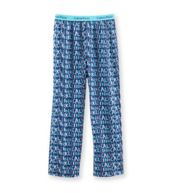 Calvin Klein Boys' 5-16 Turquoise/Grey Logo Print Pajama Pants