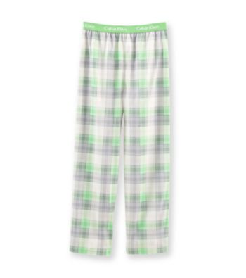 Calvin Klein Boys' 5-16 Green/Grey Plaid Print Pajama Pants