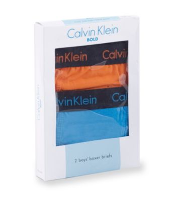 Calvin Klein Boys' 4-18 Orange/Turquoise 2-pk. Boxer Briefs