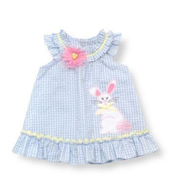 Rare Editions® Baby Girls' Blue Easter Bunny Dress