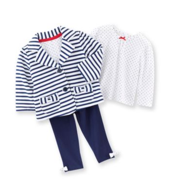 Little Me® Baby Girls' Navy/White Striped Jacket Set