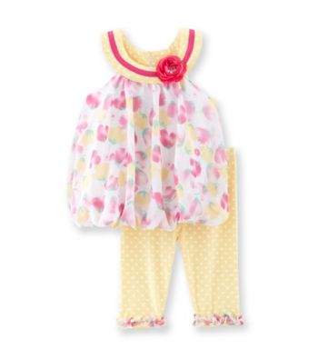 Nannette® Baby Girls' Yellow/Pink 2-pc. Bubble Leggings Set