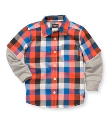 OshKosh B'Gosh® Boys' 2T-7 Orange Plaid Woven