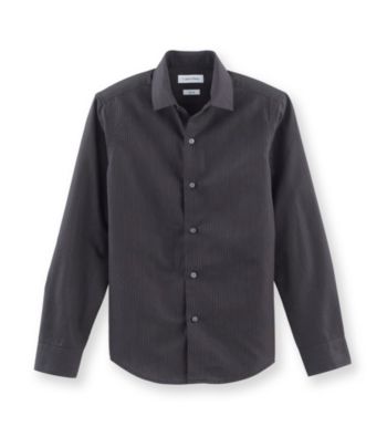 Calvin Klein Boys' 8-20 Black Striped Long Sleeve Woven