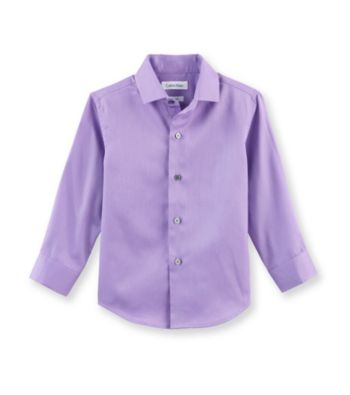 Calvin Klein Boys' 4-20 Purple Long Sleeve Sateen Woven