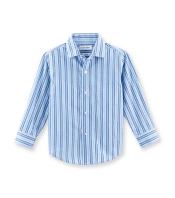 Calvin Klein Boys' 4-20 Blue Striped Long Sleeve Woven