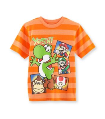 Super Mario Bros. Boys' 4-7 Orange Striped Short Sleeve Mario Tee