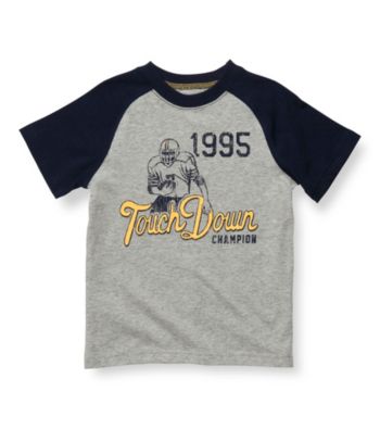 Carter's® Boys' 2T-7 Navy/Grey Short Sleeve Touchdown Raglan Tee