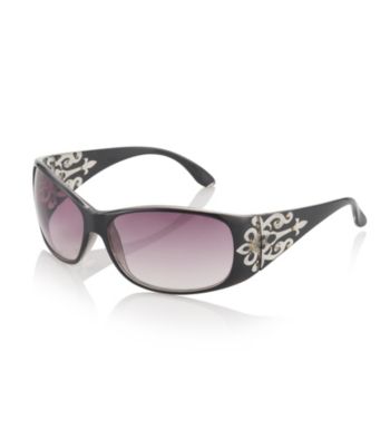 Relativity® Black Plastic Medium Mod Rectangle Sunglasses