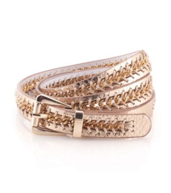 Nine West® Rosegold Reversible Snake Laced Chain Belt
