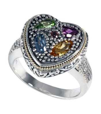 Effy® Sterling Silver Diamond and Semi-Precious Ring