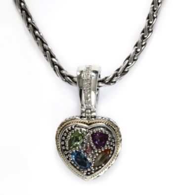 Effy® Sterling Silver Diamond and Semi-Precious Pendant Necklace
