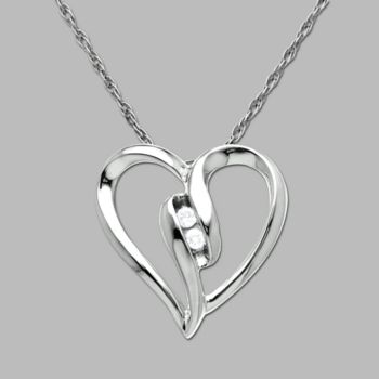 Diamond Heart 10K White Gold Pendant Necklace