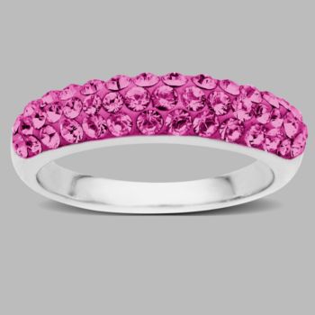 Impressions® Sterling Silver and Rose Crystal Ring