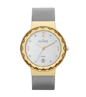 Skagen Denmark Women's Steel Mesh Silvertone & Goldtone Watch