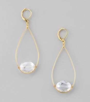 BT-Jeweled Goldtone/Crystal Open Work Euro Wire Teardrop Earrings