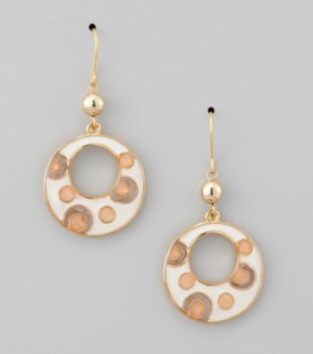 Studio Works® Peach/Goldtone Dot Pendant Drop Earrings